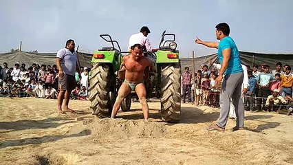Indian Wrestling Man Vs Big Tractor...!!!Unbelievable video...!!!