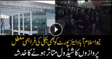 New Islamabad Airport but old electricity crises, passengers strolling in dark after power cut