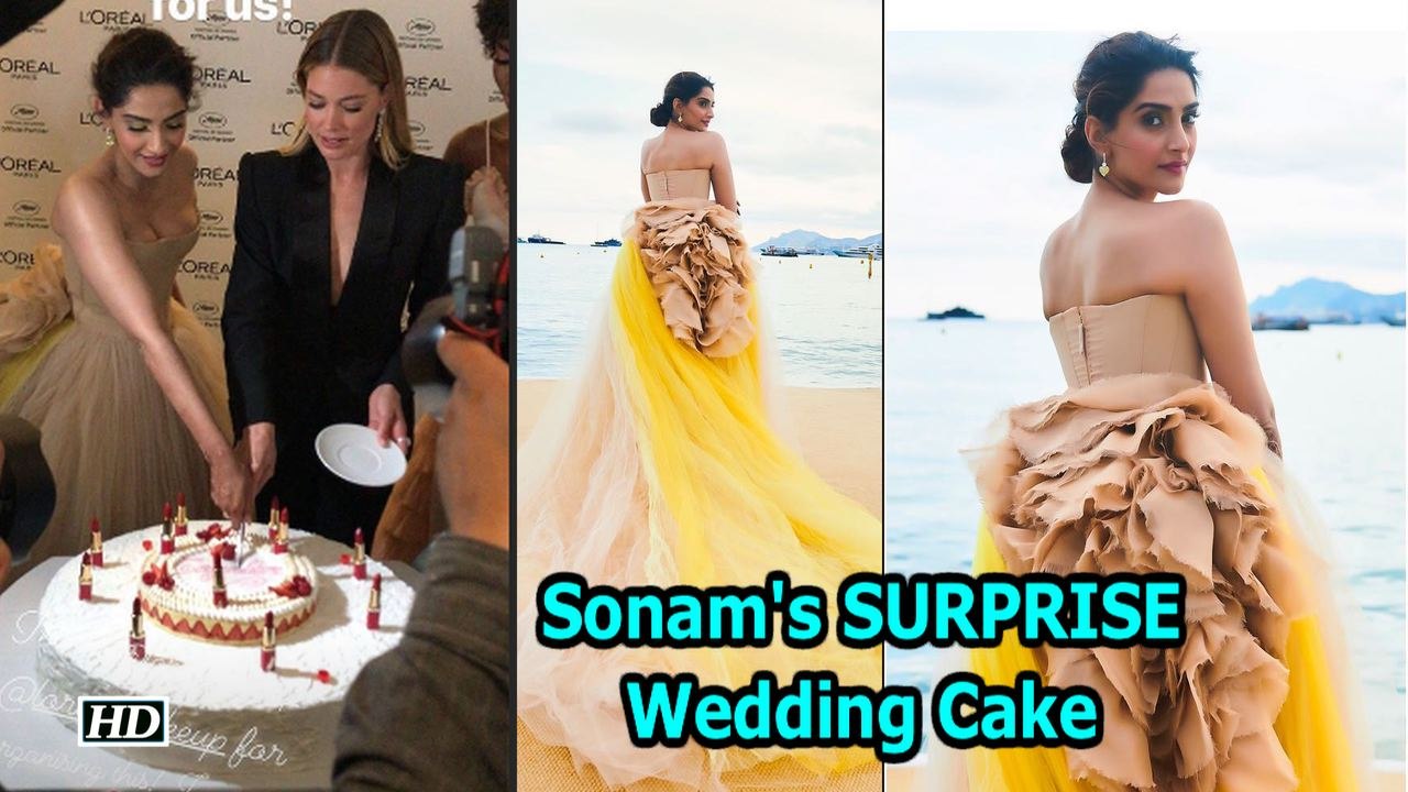 Sonam Kapoor cuts a SURPRISE Wedding Cake at Cannes