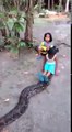 Ces enfants jouent sur un python énorme... Même pas peur