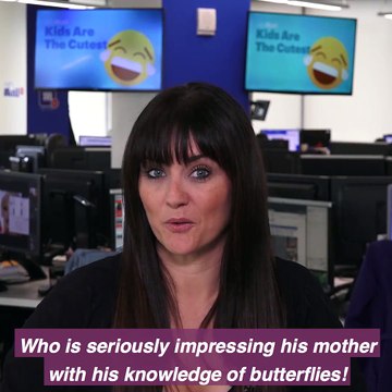 This four-year-old is showing off what a chrysalis looks like...with his body