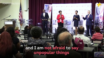 A largely black audience was perplexed when a mayoral candidate said profiling is “absolutely necessary.”