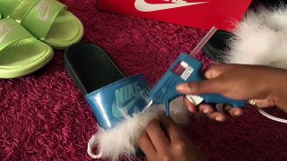 DIY Fluffy Nike Slides