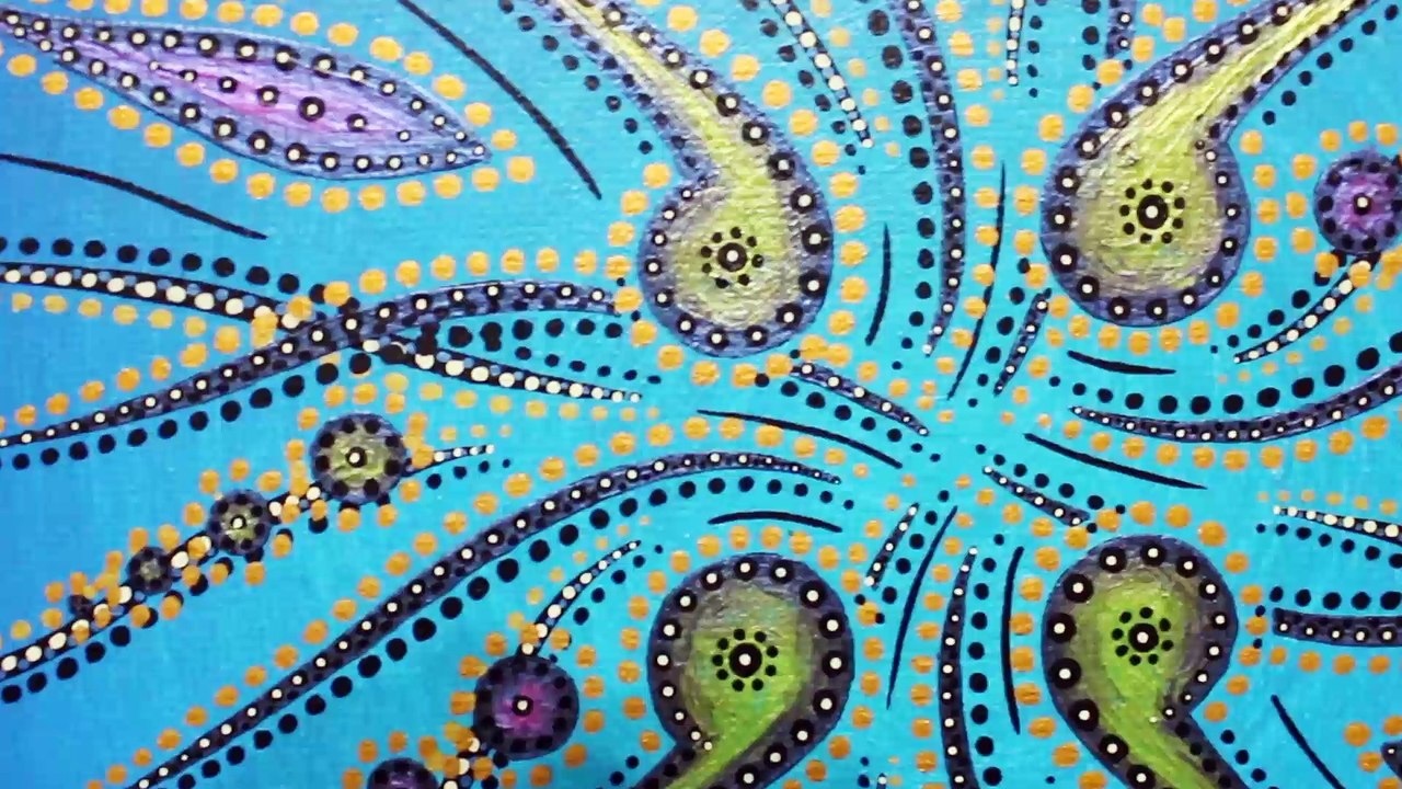 Peinture contemporaine : Mouvement de formes bleues.