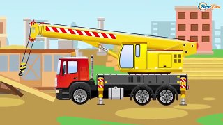 Dessin animé pour bébés: Tracteur, Camions benne, Grue Pour Enfants | les véhicules constr