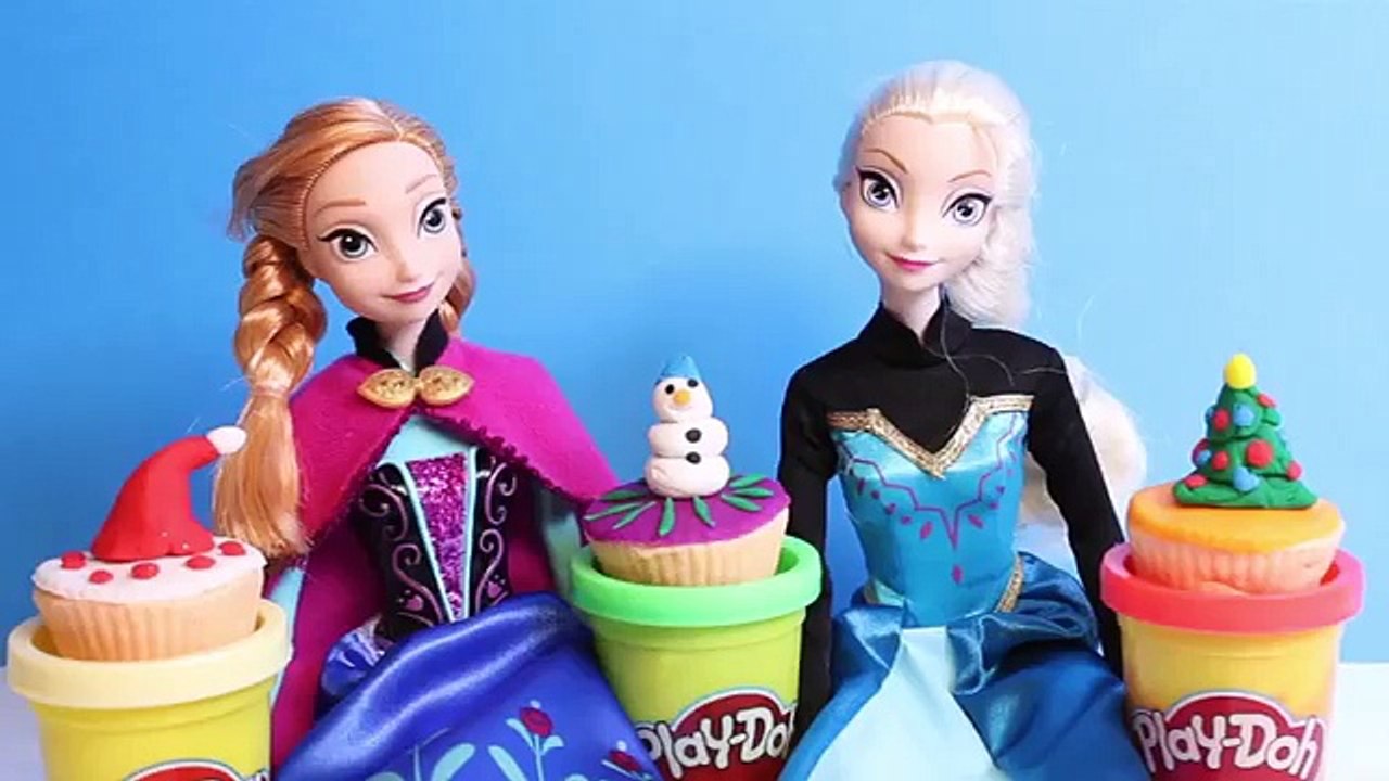 Frozen Elsa & Anna Christmas Cupcakes Decorations - Make Cupcakes with Playdough
