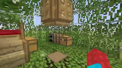 Minecraft Tutorial: How To Make A Hidden Trampoline Tree Base (Secret Entrance!)
