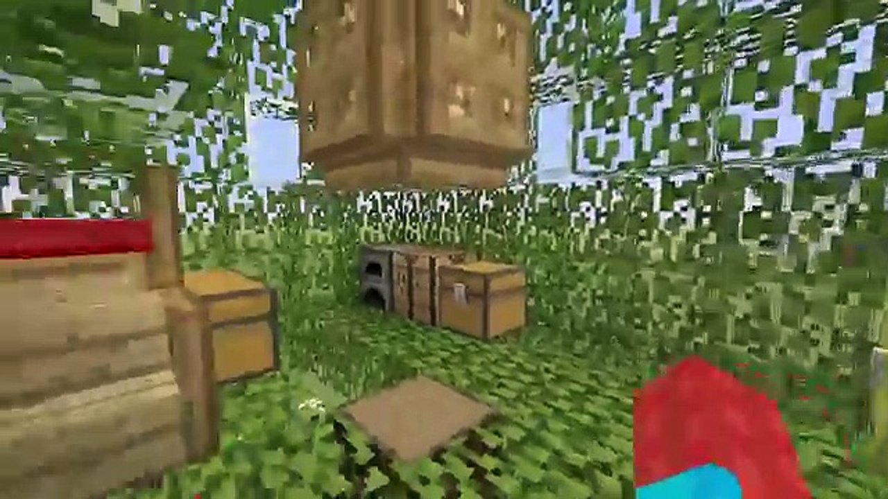 Minecraft Tutorial: How To Make A Hidden Trampoline Tree Base (Secret Entrance!)