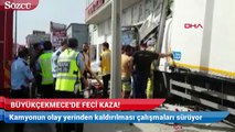 Büyükçekmece’de feci kaza! Kamyon binaya girdi