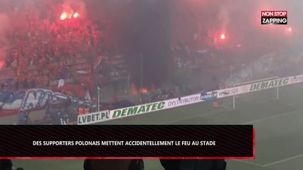 Football : Des supporters polonais mettent accidentellement le feu au stade (Vidéo)