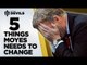 5 Things Moyes Must Change | Manchester United | DEVILS