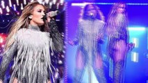 Jennifer Lopez dazzles crowd in glittering leotard and tall boots during charity gala performance