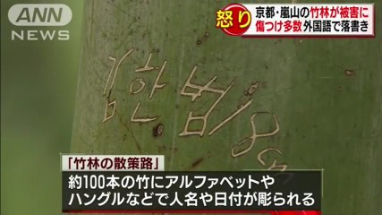 京都・嵐山の竹林にアルファベットやハングルの落書き　約100本が被害