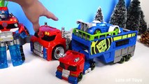 Transformers Rescue Bots Toys Giant Optimus Prime Robot to Truck, Morbot Race Car, Blurr and Trailer
