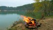 4K Campfire Scene - AUTUMN FLAMES in Ultra HD with Crackling Fire Sounds - 1 Hour for Relaxation