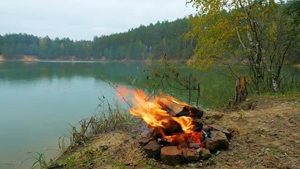 4K Campfire Scene - AUTUMN FLAMES in Ultra HD with Crackling Fire Sounds - 1 Hour for Relaxation