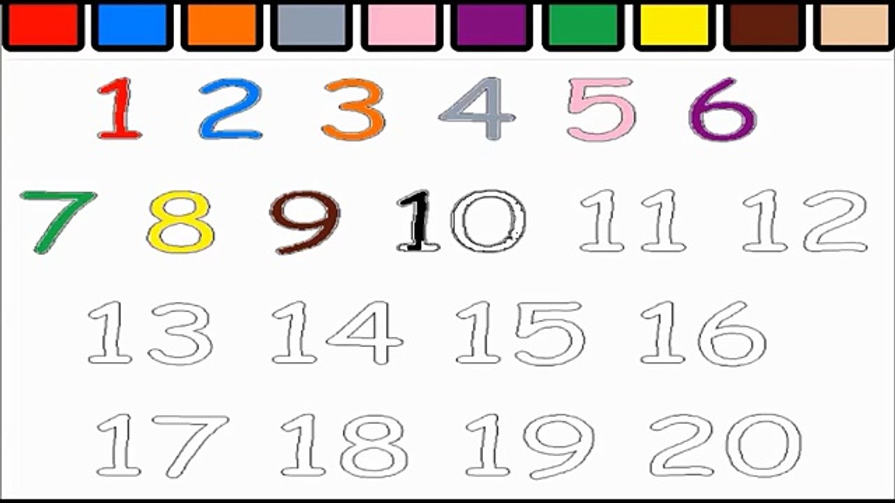 Painting Pages Numbers From 1 to 20 for Toddlers Speed Coloring Clip