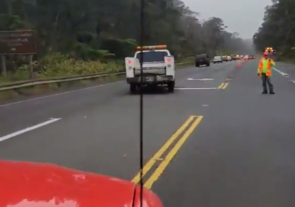 Cracks Appears on Highway Near Hawaii Volcanoes National Park