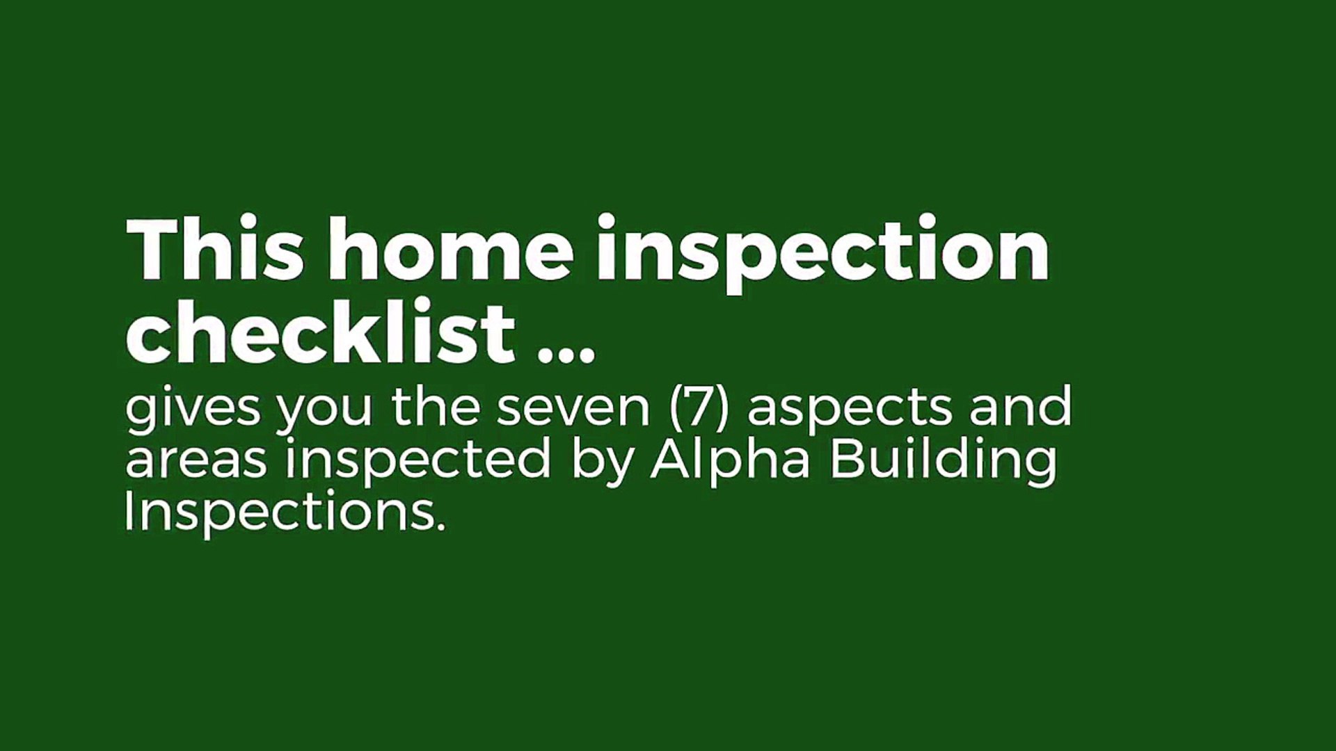 Alpha Building Inspections Home Inspection Checklist Video Dailymotion
