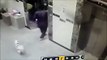 Un livreur sauve un chien sur le point de se faire ecraser par un ascenseur