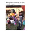 Her Grandma was so excited she missed her clap