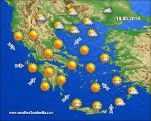H πρόγνωση του καιρού για το Σάββατο 19-5-2018
