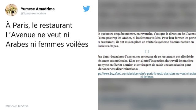 Paris : Le restaurant L'Avenue accusé de racisme