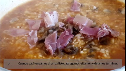ARROZ CALDOSO con  CHAMPIÑONES y JAMÓN SERRANO
