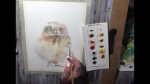 How to paint a watercolor owl. Watercolour demonstration by CanotStop Painting