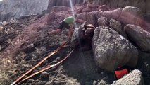 Rescuing Horse Stuck Between Rocks