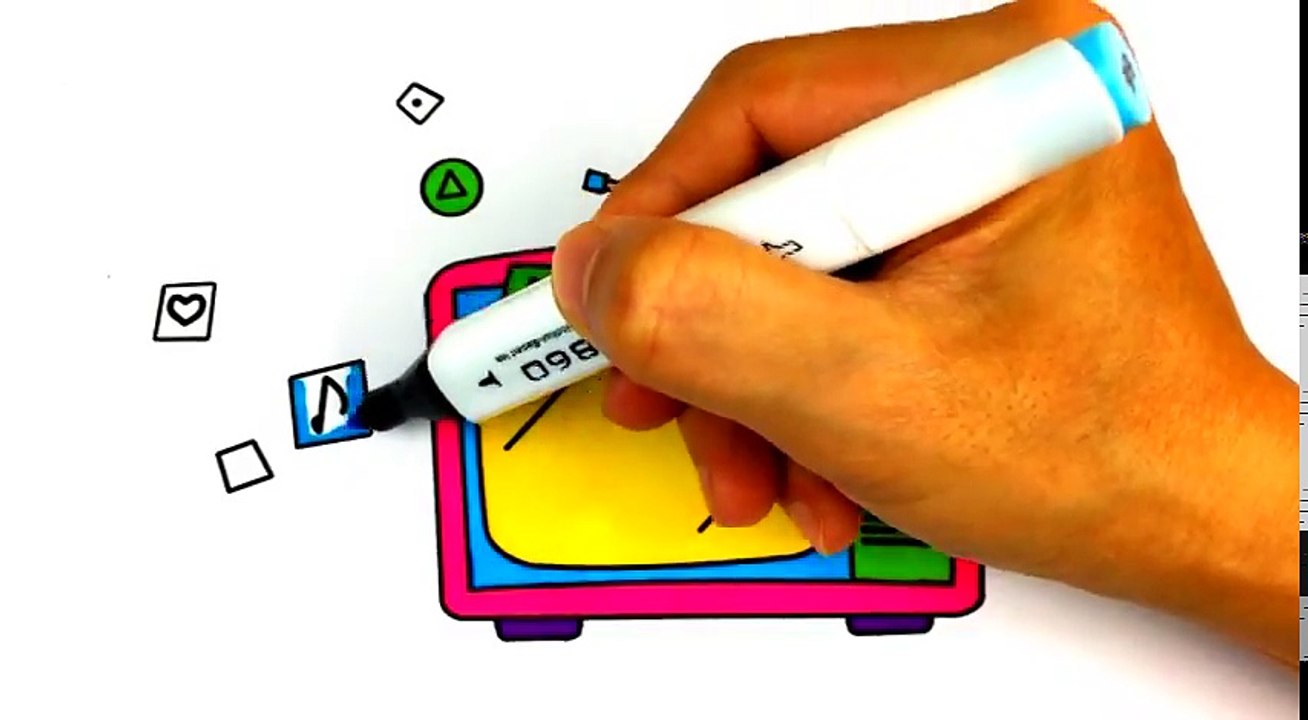 Bé tập tô mầu - Hướng Dẫn Tô mầu Tivi vui vẻ - Tranh tô mầu cho bé