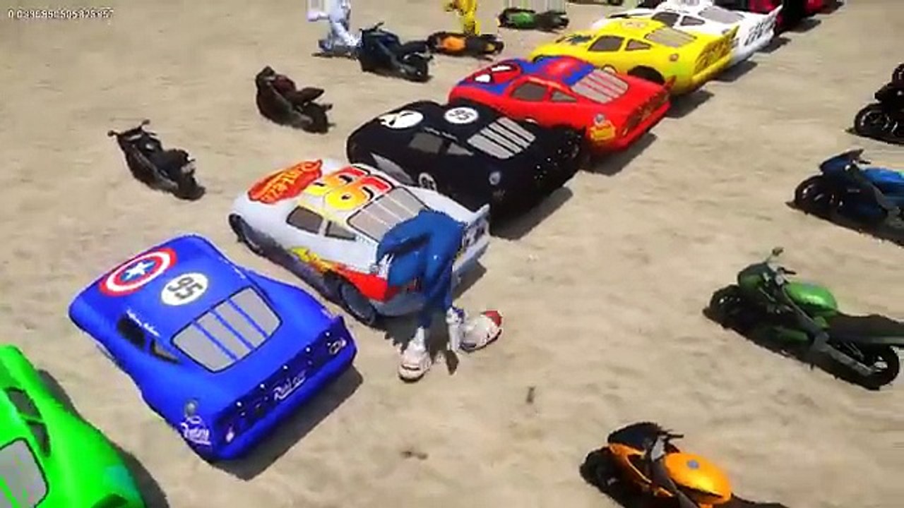 SONIC THE HEDGEHOG, GOLDEN MARIO, SILVER LUIGI & Custom Lightning McQueen CARS COLORS Nursery Rhym