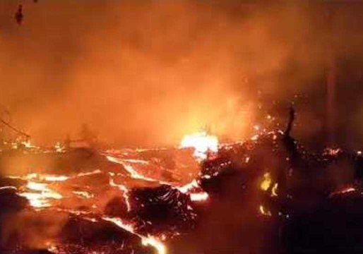 Lava Billows from Fissure at Hawaii's Kilauea Volcano