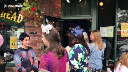 Americans rock the hats at a royal wedding watch party
