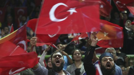Turkey's President Erdogan holds an election rally in Sarajevo