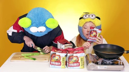 *[홀남매] 풀무원 "비빔쫄면" 삼겹살과 폭풍먹방 & 리뷰!! (아오 정신없이 먹었네,,)