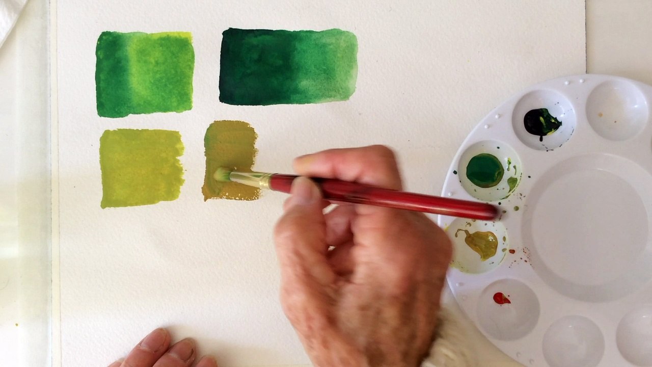 Watercolor Tutorial with tips how to mix Greens for Beginners