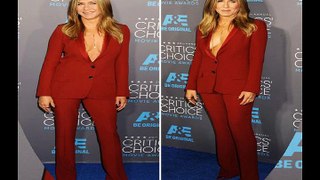 Jennifer Aniston Critics' Choice Awards wears plunging red suit