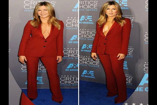 Jennifer Aniston Critics' Choice Awards wears plunging red suit