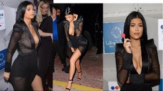 Kylie Jenner takes inspiration from sister Kim in eye-catching sheer black gown for Miami candy store opening