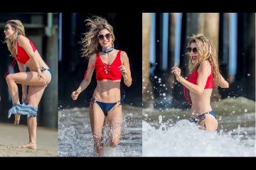 Rachel mccord out on a beach in a bikini in santa monica