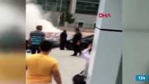 Adliye önünde otomobilini ateşe verdi: Adalet yok mu sizde!