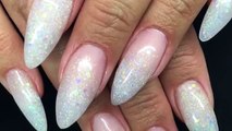Ice Queen Acrylic Nail Tutorial | Glitter Baby Boomer Iridescent Glitter Mix