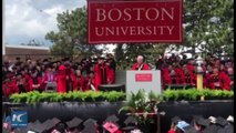 Chinese filmmaker Zhang Yimou on Sunday received an honorary Doctor of Humane Letters from the Boston University at its 2018 Commencement attended by thousands