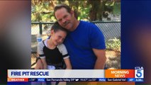 Girl Helped by Off-Duty Firefighter After Falling Into Fire Pit on Camping Trip