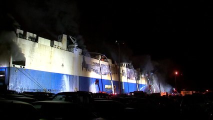 대형 화물선에 불...밤샘 진화 작업 / YTN