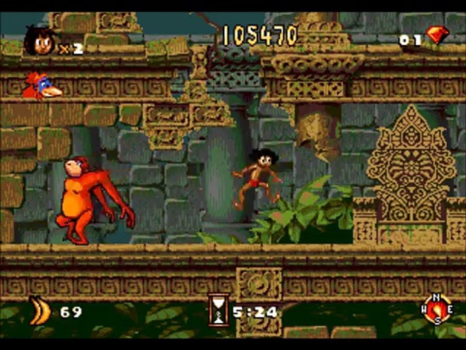 The Jungle Book: Beating boss King Louie. SNES vs Sega Genesis/Megadrive