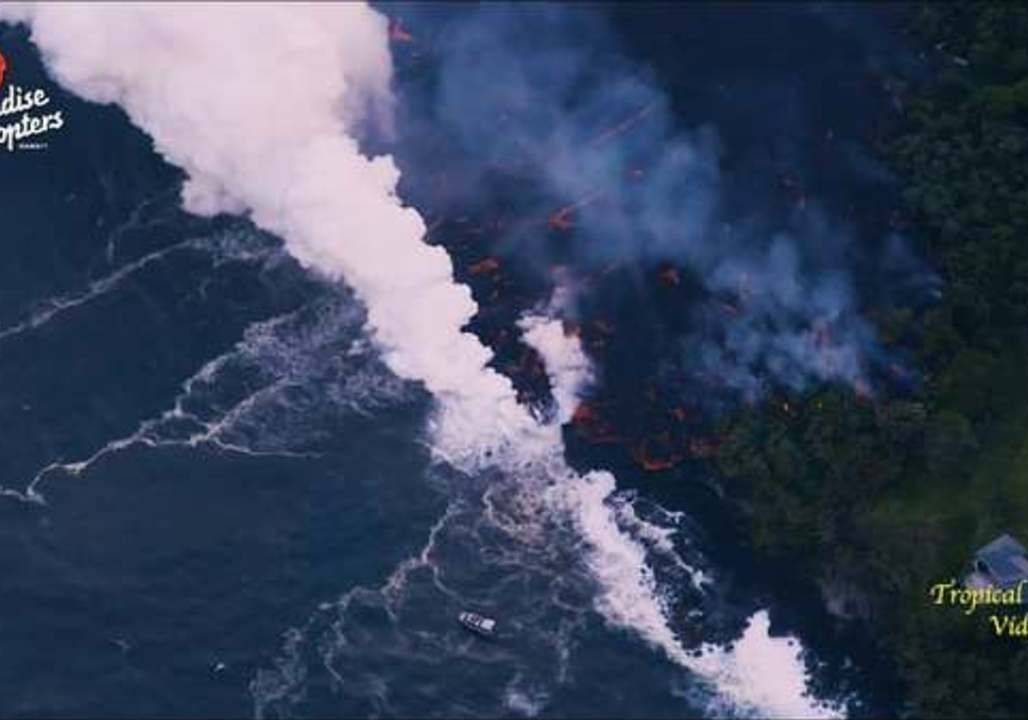 Aerial Footage Shows Lava From Hawaii's Kilauea Entering Ocean