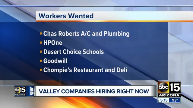 Several companies now hiring in the Valley