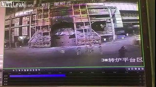 A new furnace explodes at a steel factory